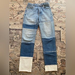 Rebecca Taylor La Vie Patchwork Slim Straight Jeans Size 24